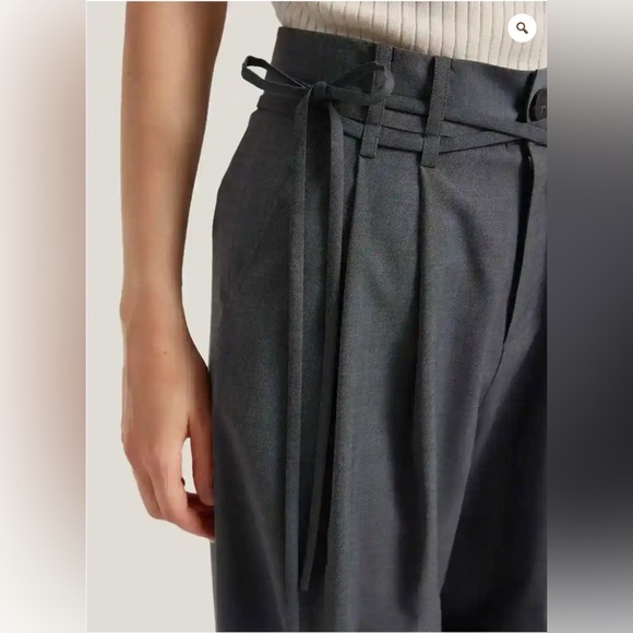 NWT Gentle Herd Wide-Leg Belted Wool-Blend Trousers, brown, size M - Picture 5 of 10